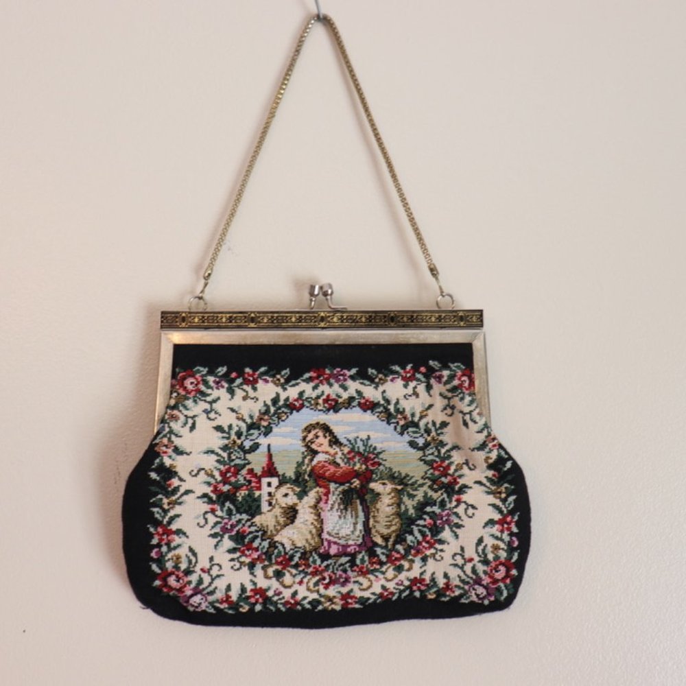 SOLD Vintage Threaded Clutch With Chain